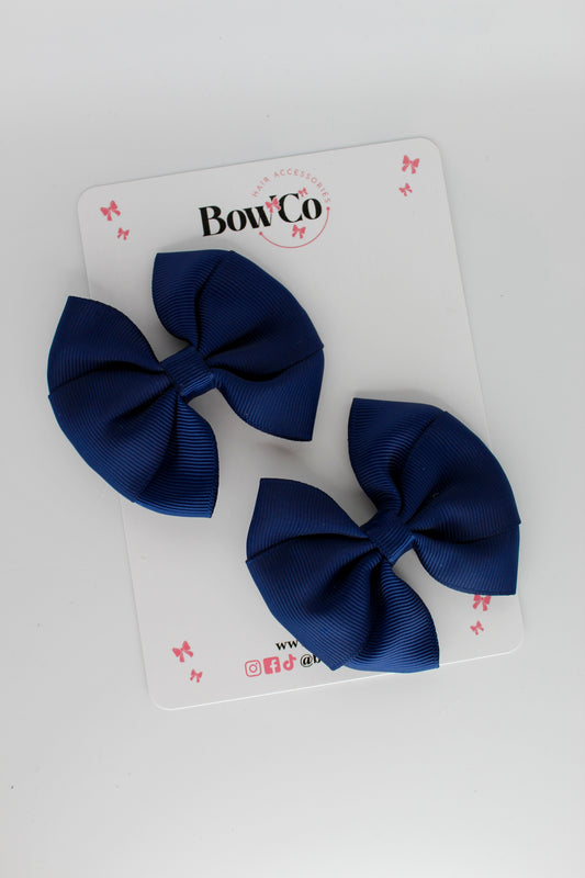 Navy Blue Round Tuxedo Bow Set