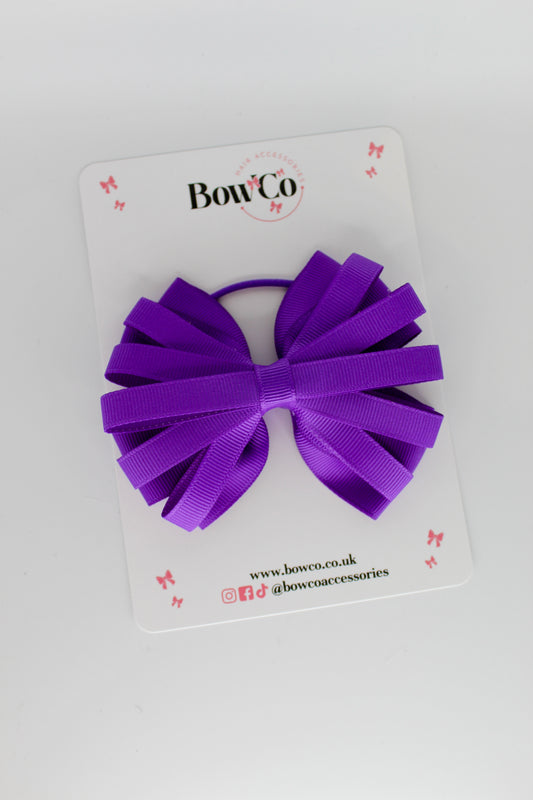 4 Inch Spiral Bow - Elastic Bobble - Purple