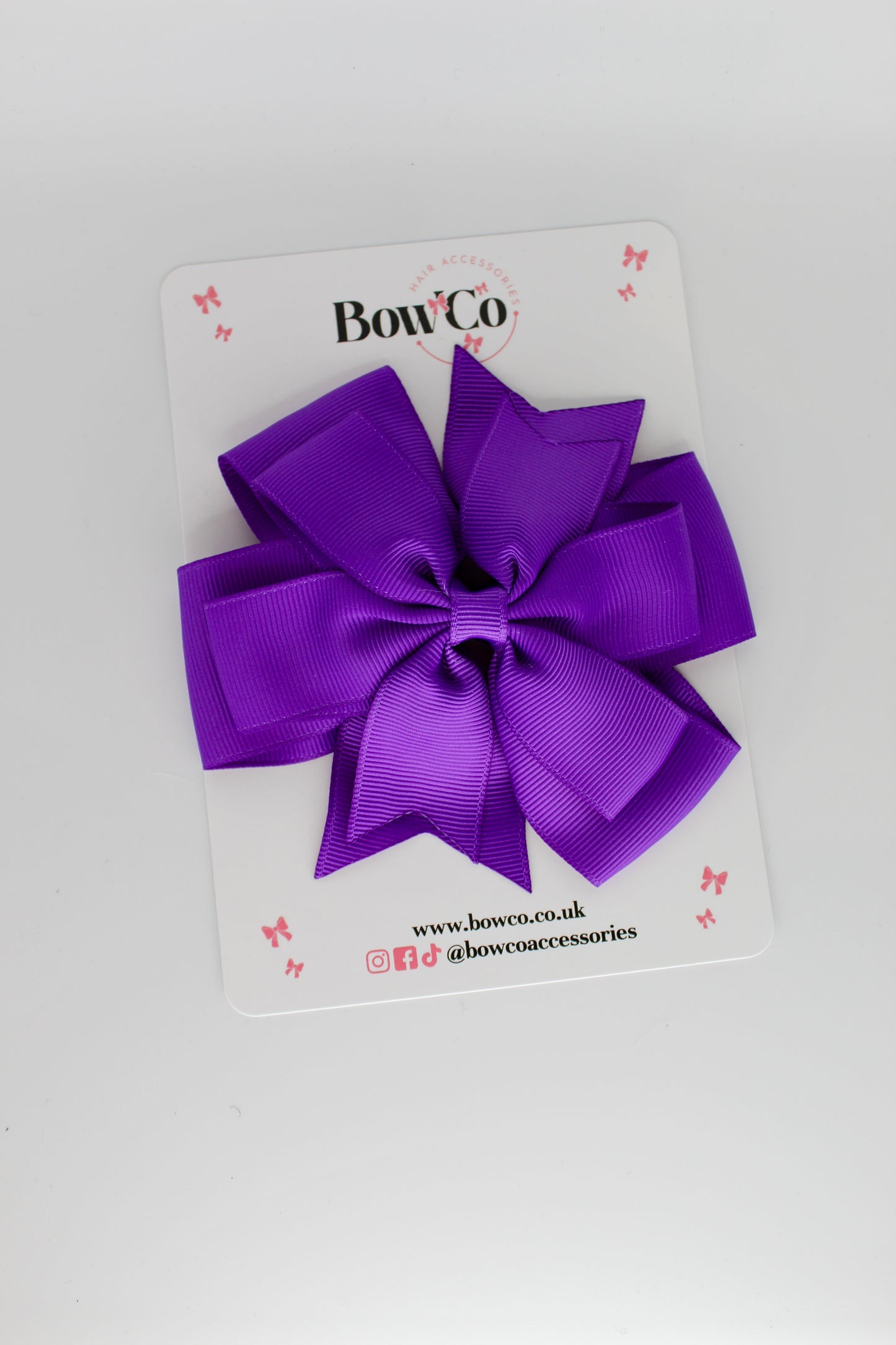 4.5 Inch Pinwheel Bow Clip - Purple