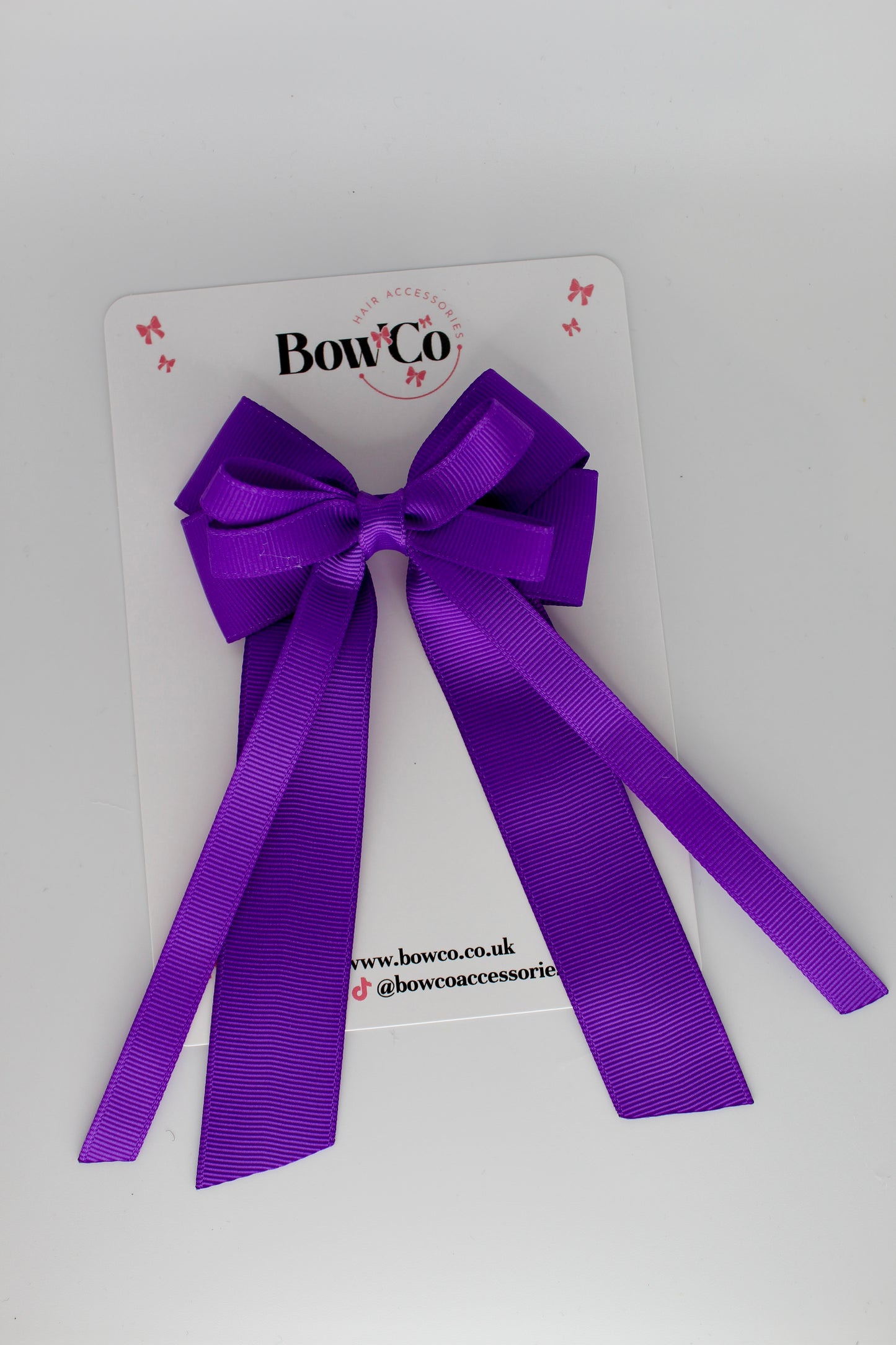 4 Inch Loop Bow Clip PonyTail - Purple