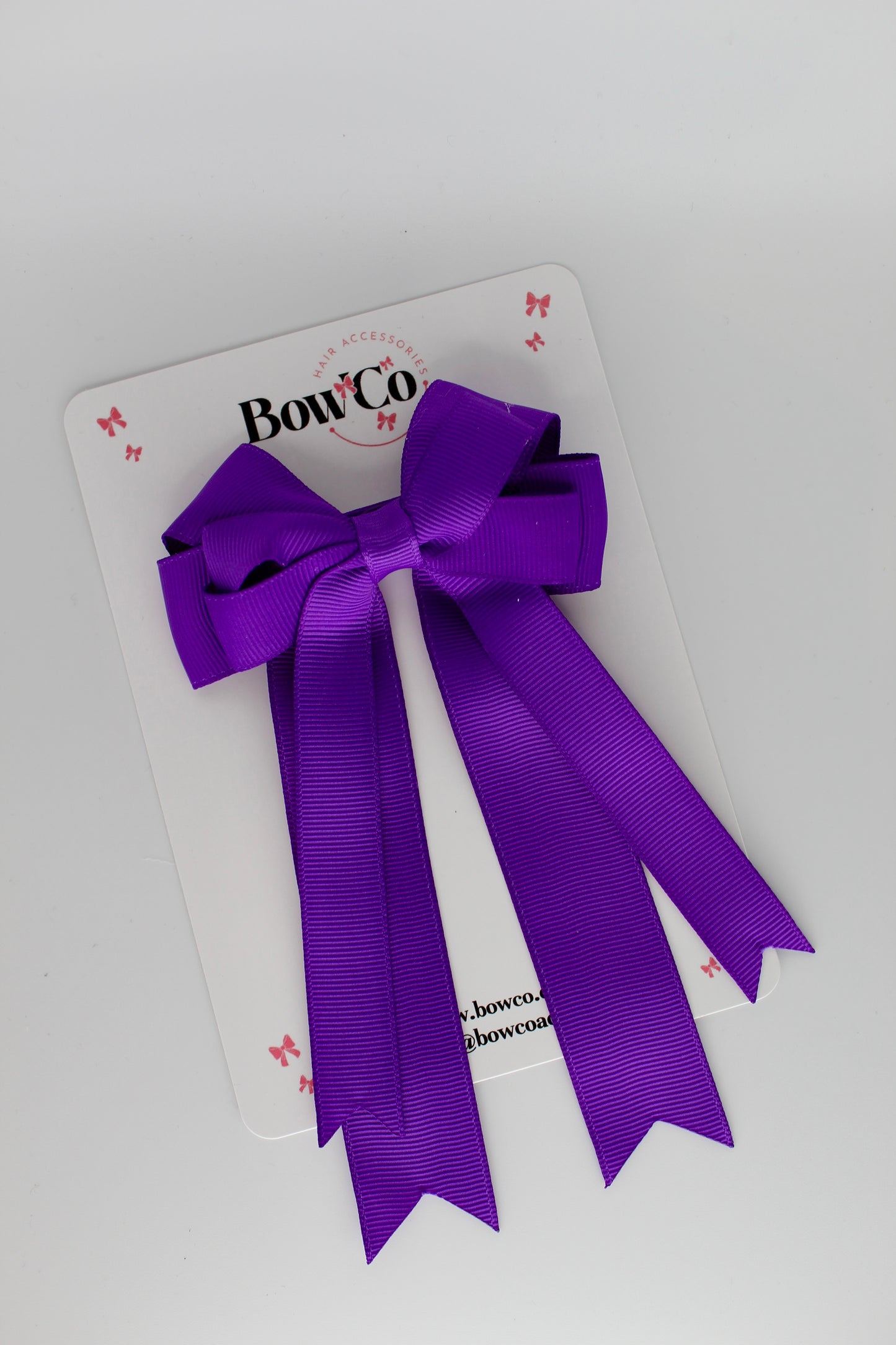 4.5 Inch Ponytail Double Bow - Purple