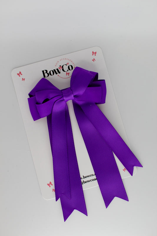 4.5 Inch Ponytail Double Bow - Purple