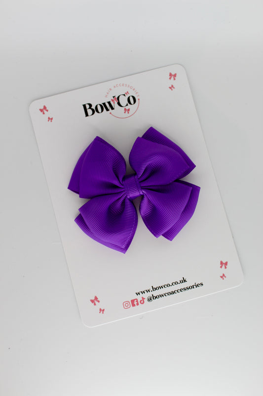 3 Inch Layer Edge Bow - Clip - Purple