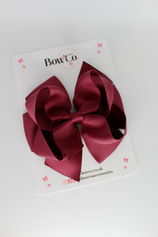 4.5 Inch Double Bow - Clip - Burgundy