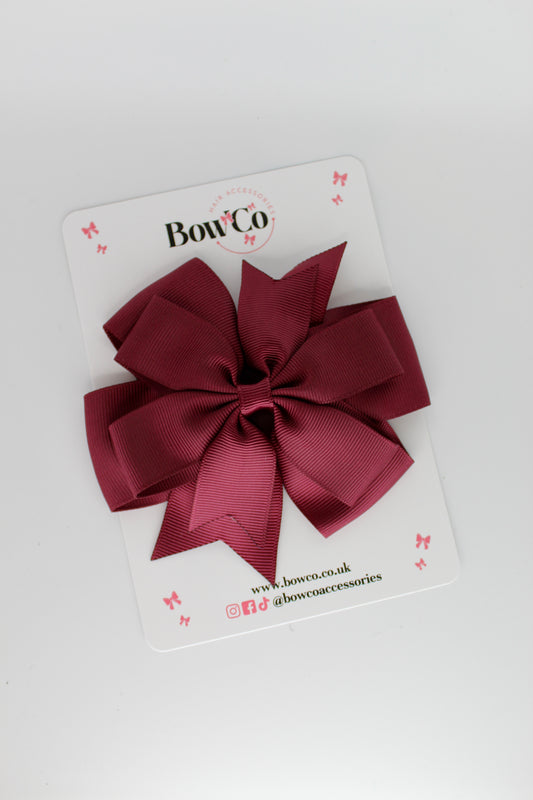 4.5 Inch Pinwheel Bow Clip - Burgundy