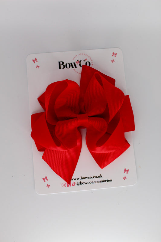 4.5 Inch Double Bow - Clip - Red