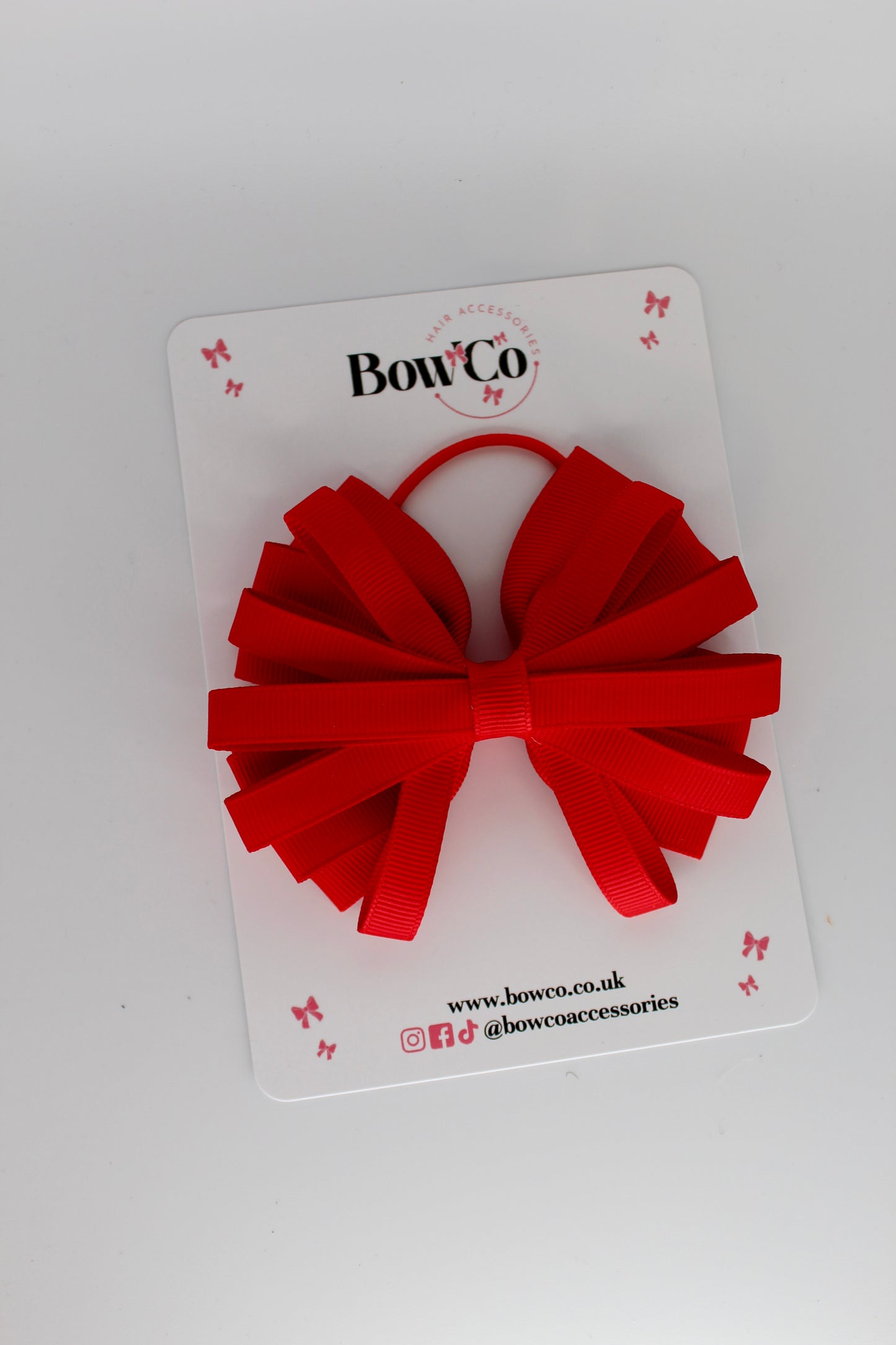 4 Inch Spiral Bow - Elastic Bobble - Red