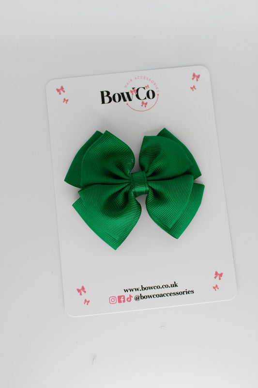 3 Inch Layer Edge Bow - Clip - Forest Green