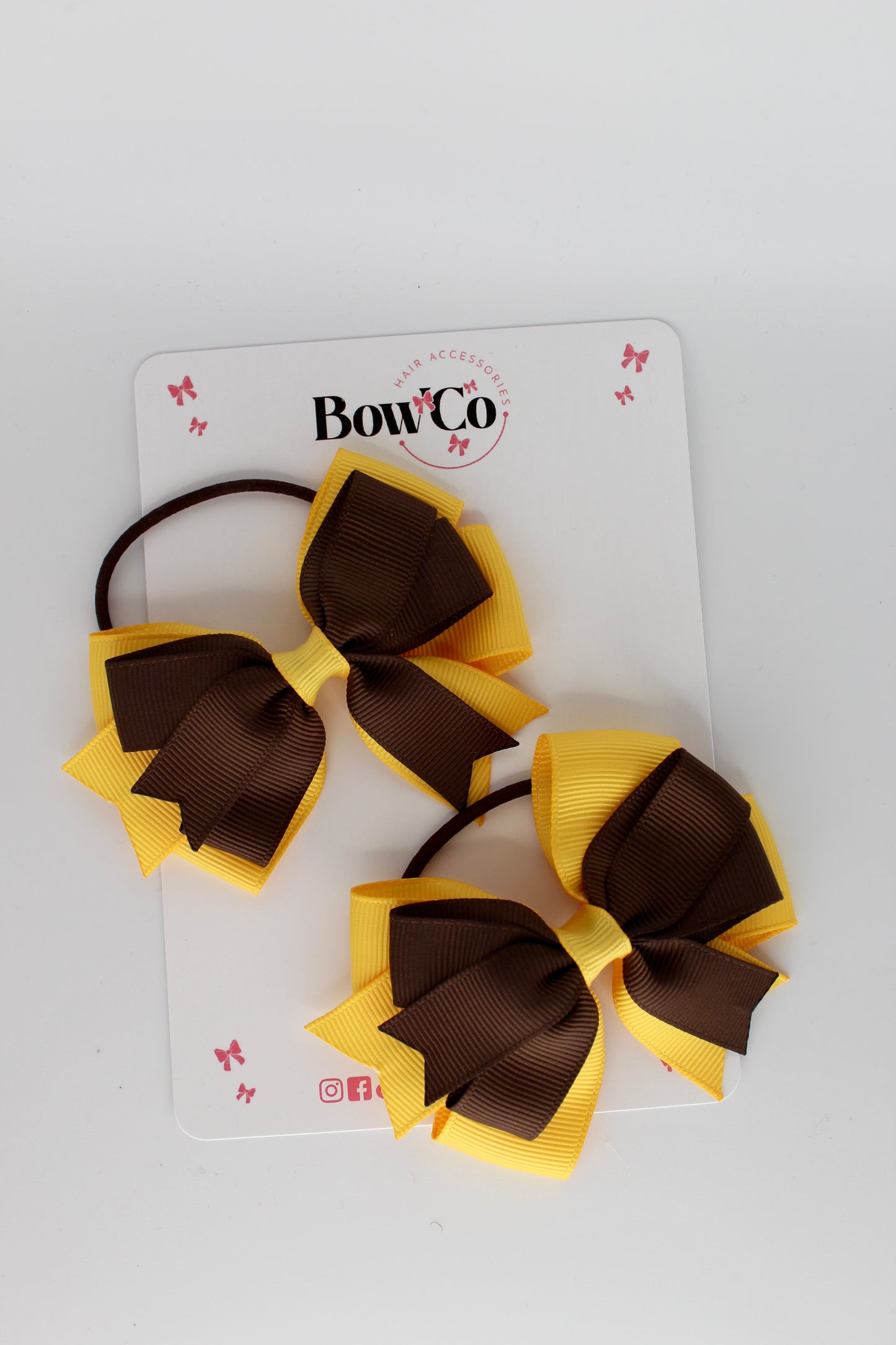 Brown and Yellow Gold - Double Tail Bow Set - Elastic