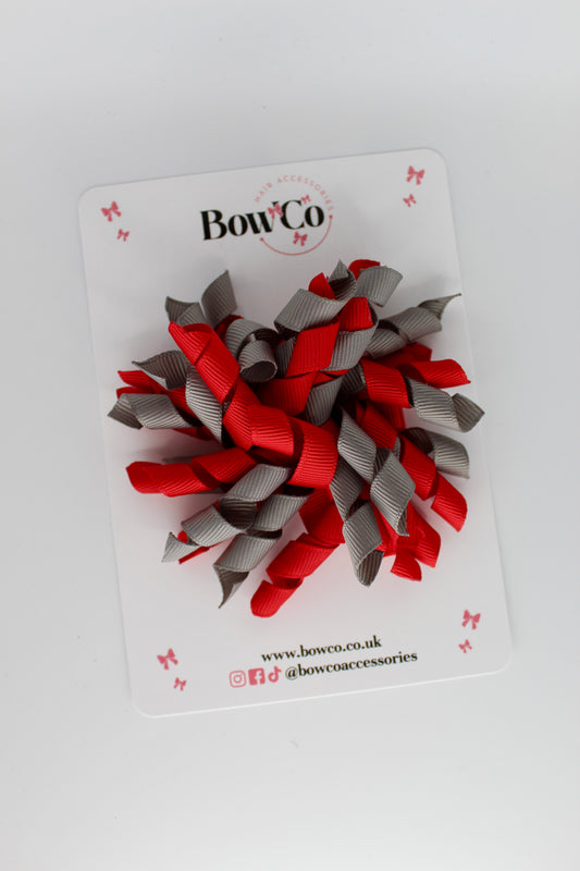 Corker Bow - Clip - Red and Metal Grey