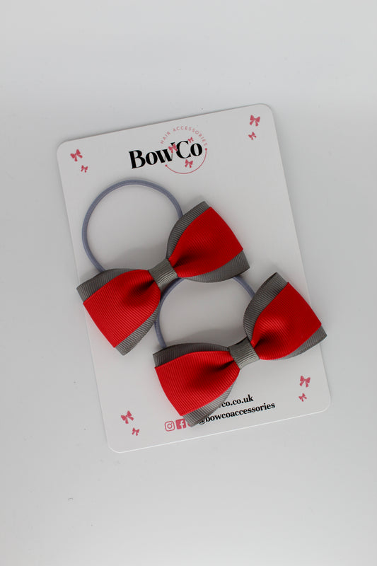 Tuxedo Bow - Elastic - Red and Metal Grey