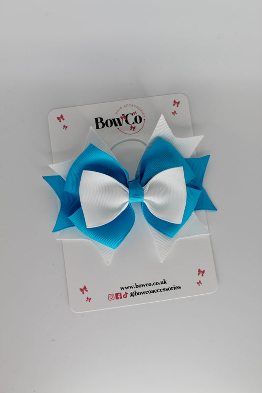 Layer Bow - Elastic - Turquoise and White