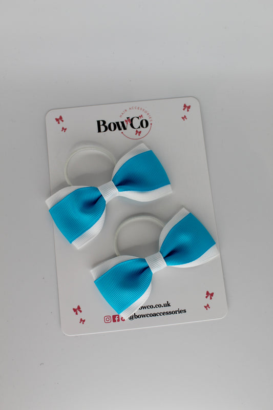 Tuxedo Bow - Elastic - 2 Pack - Turquoise and White