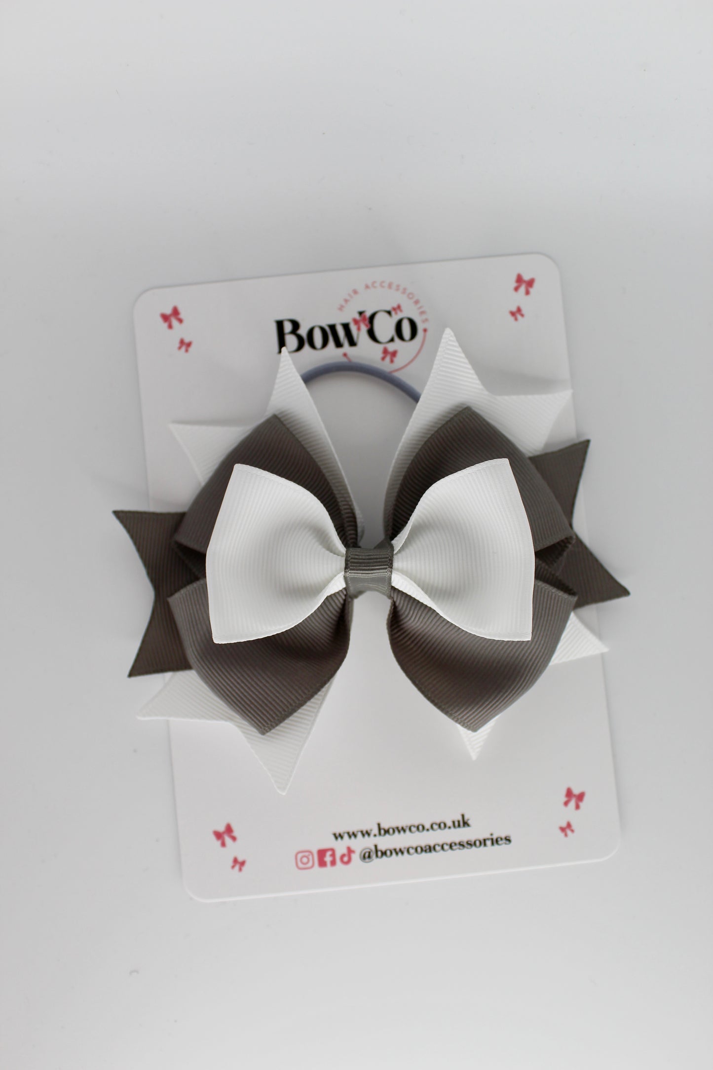 Layer Bow - Elastic - Metal Grey and White