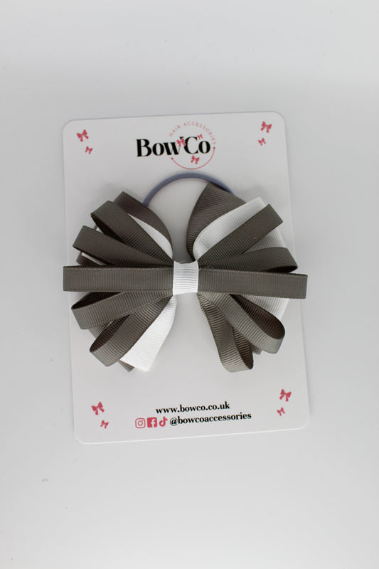 Spiral Bow - Elastic - Metal Grey and White