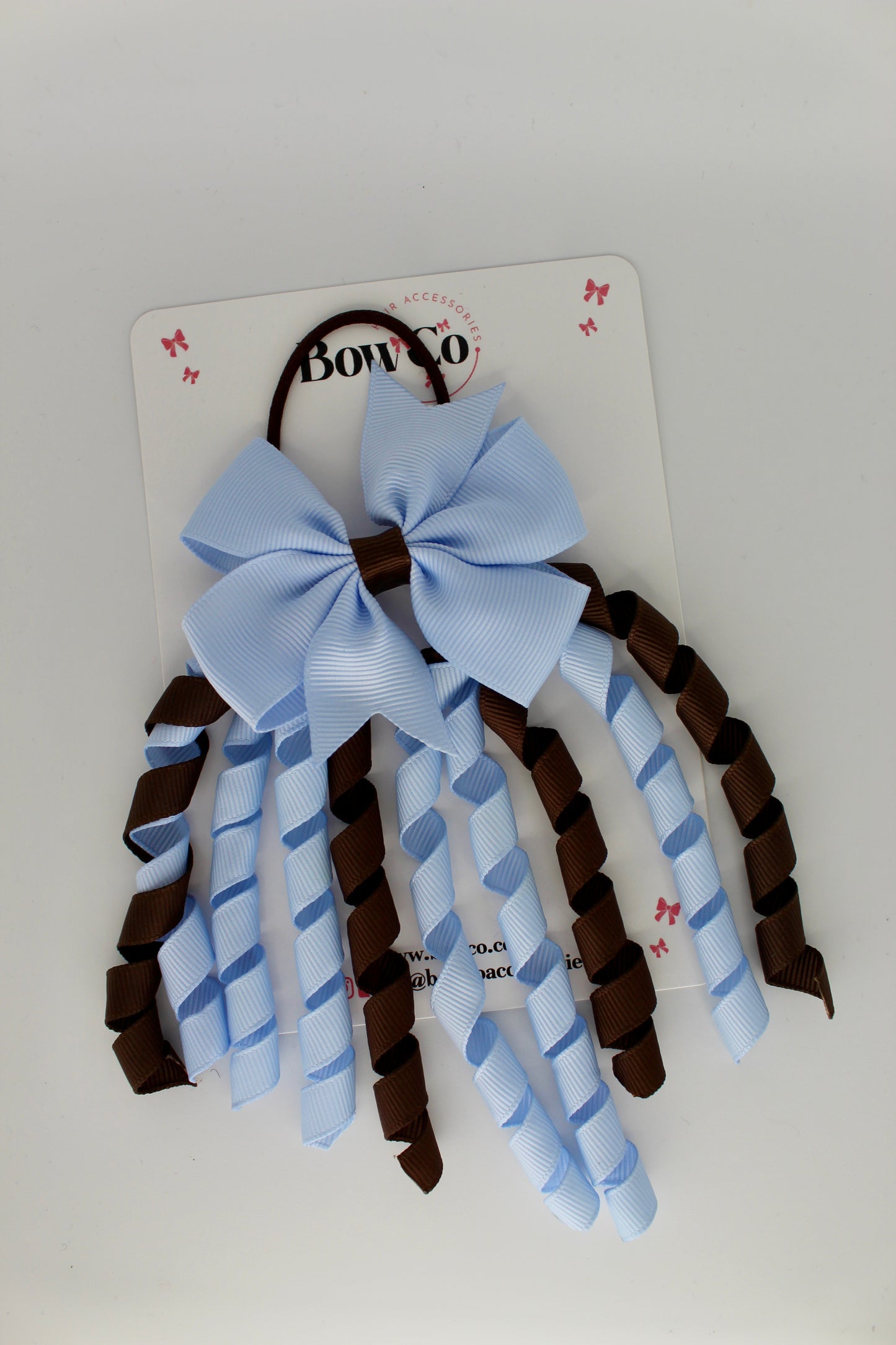 Pinwheel Corker Bow - Elastic - Bluebell and Brown