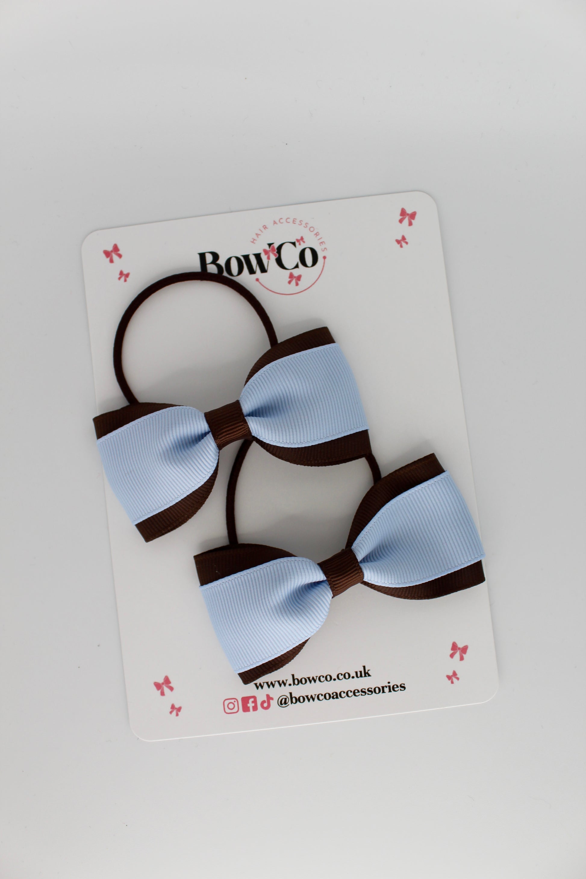 Tuxedo Bow Set - Elastic - Bluebell and Brown
