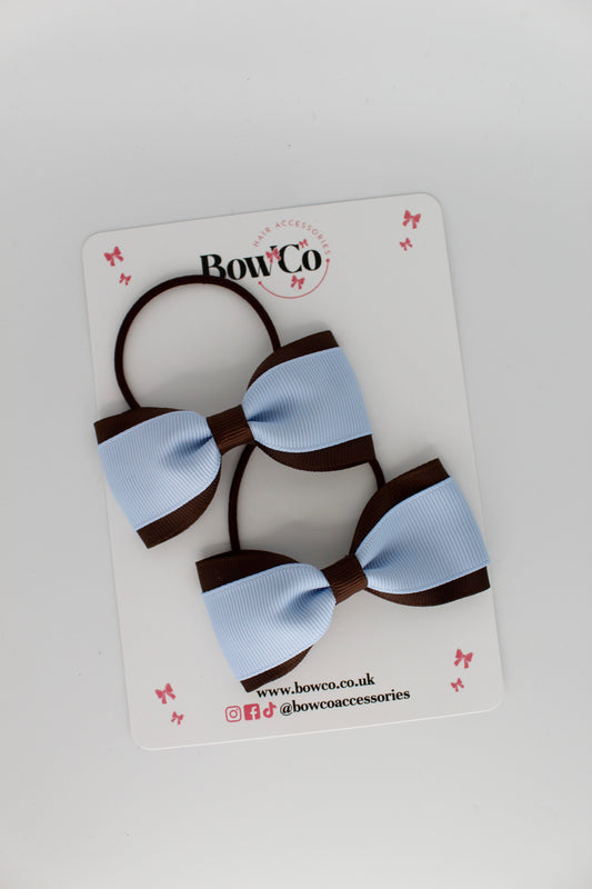 Tuxedo Bow Set - Elastic - Bluebell and Brown