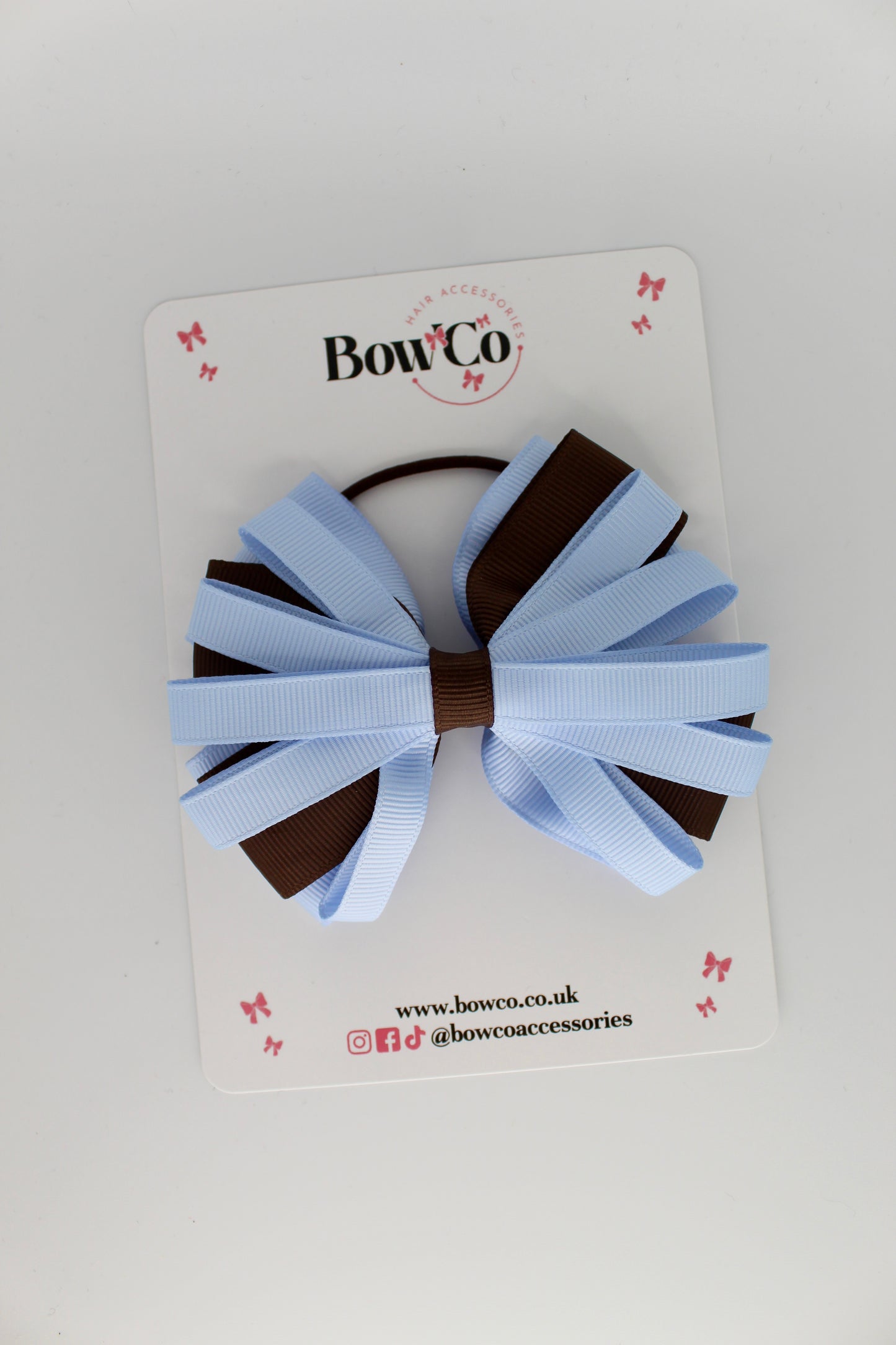 Spiral Bow - Elastic - Bluebell and Brown