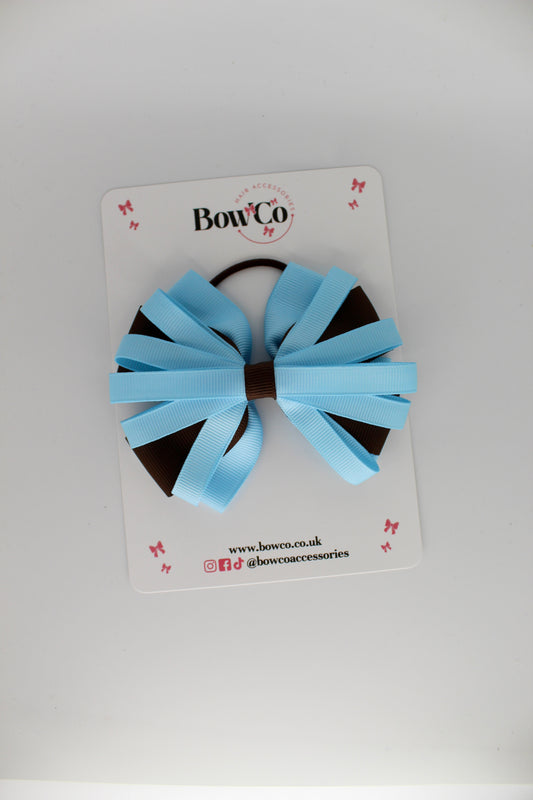 Spiral Bow - Elastic - Blue Topaz and Brown