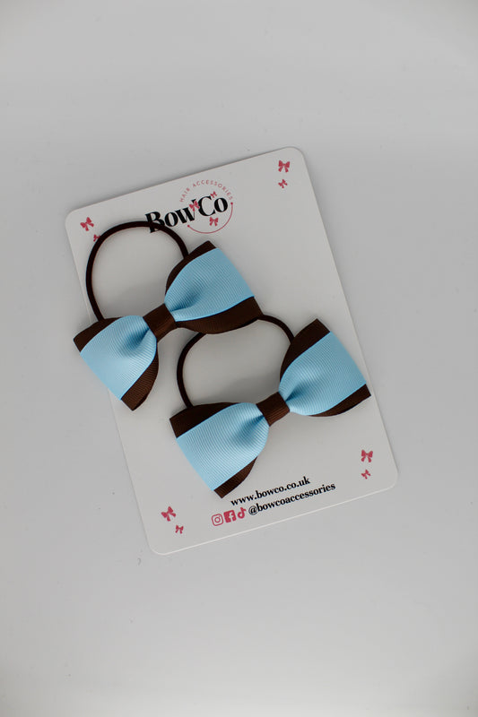 Tuxedo Bow Set - Elastic - Blue Topaz and Brown