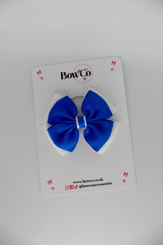 Layer Edge Bow - Elastic - Royal Blue and White