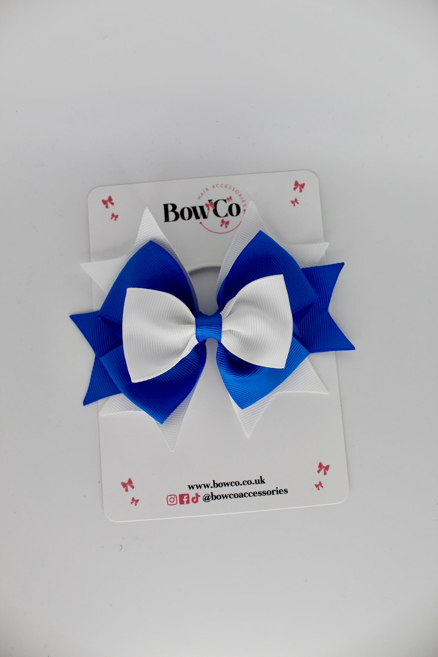 Layer Bow - Elastic - Royal Blue and White