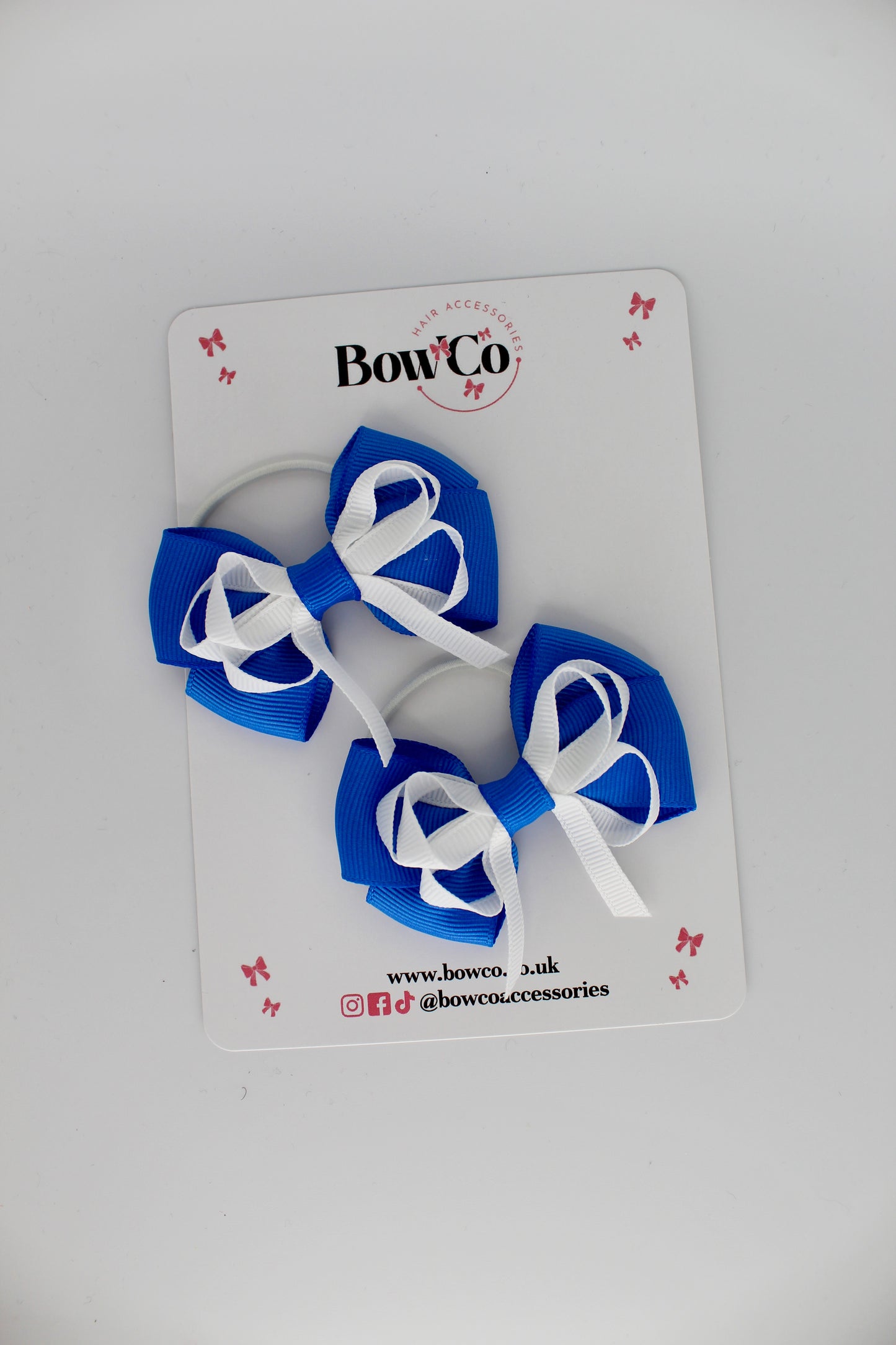 Double Bow Set - Elastic - Royal Blue and White