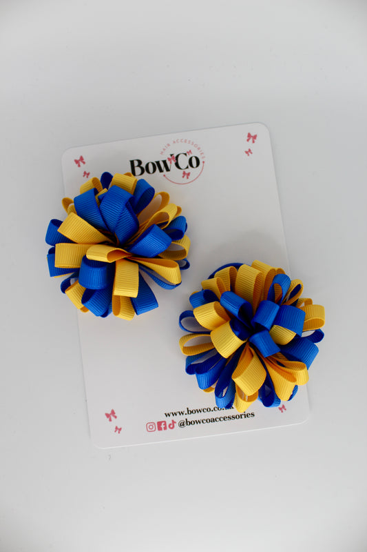 Pom Pom Set - Royal Blue and Yellow Gold