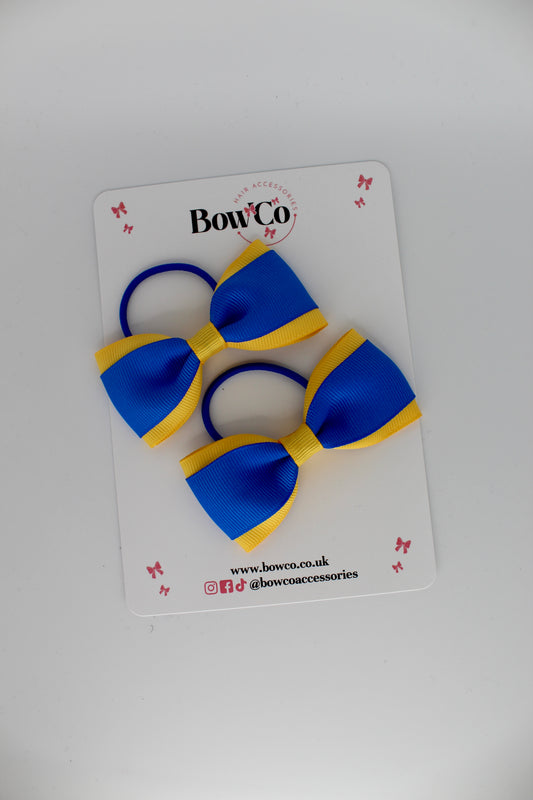 Tuxedo Bow Set - Elastic - Royal Blue and Yellow Gold