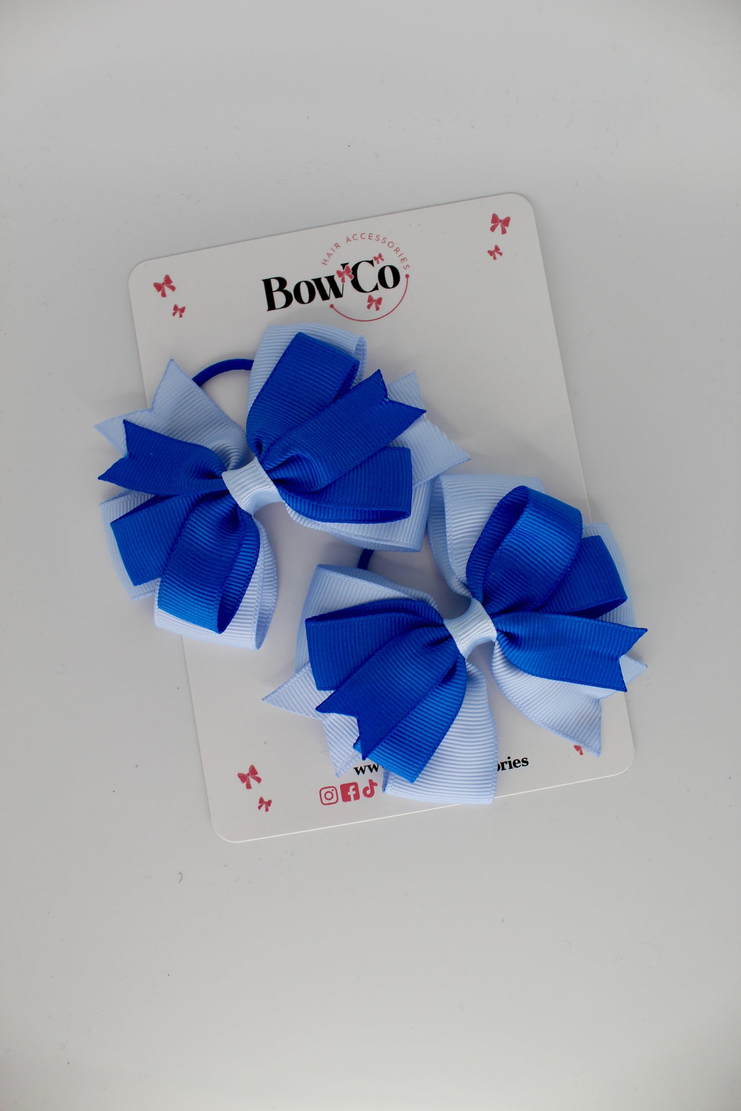 Double Tail Bow Set - Elastic - Royal Blue and Bluebell