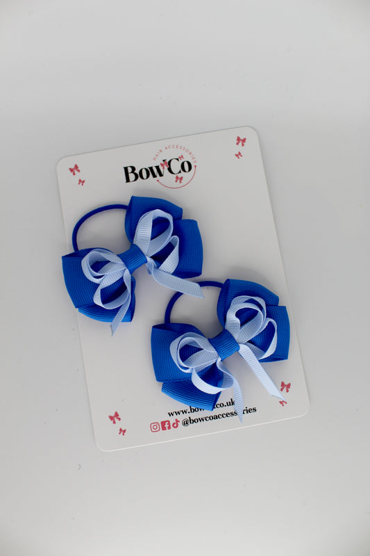 Double Bow Set - Elastic - Royal Blue and Bluebell