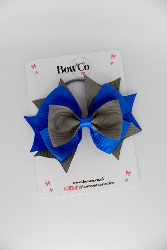 Layer Bow - Elastic- Royal Blue and Metal Grey