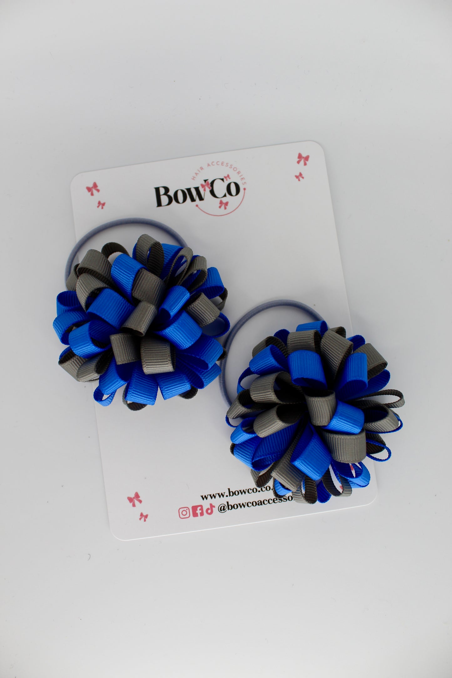 Pom Pom Set - Royal Blue and Metal Grey