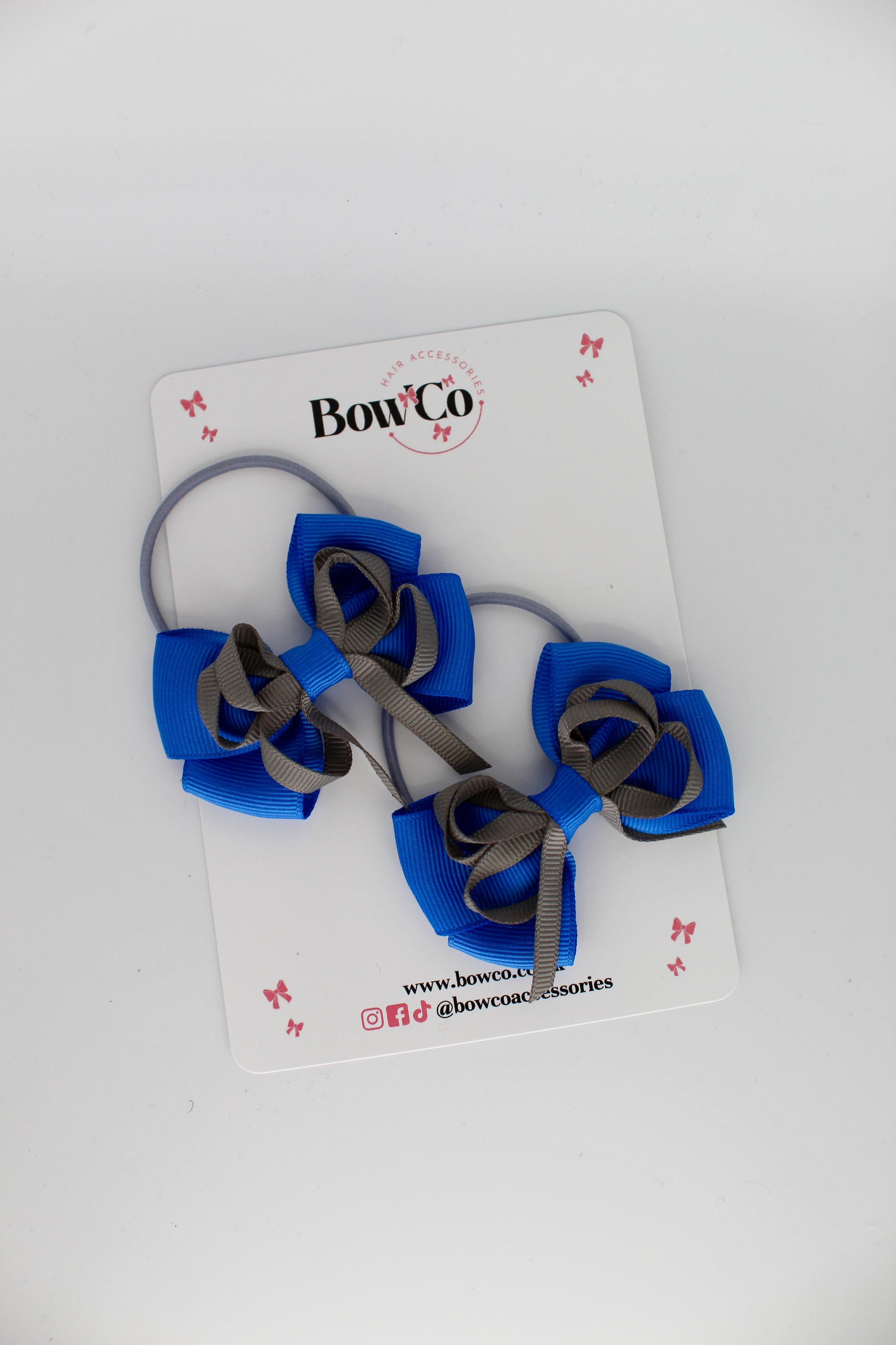 Double Bow Set - Royal Blue and Metal Grey