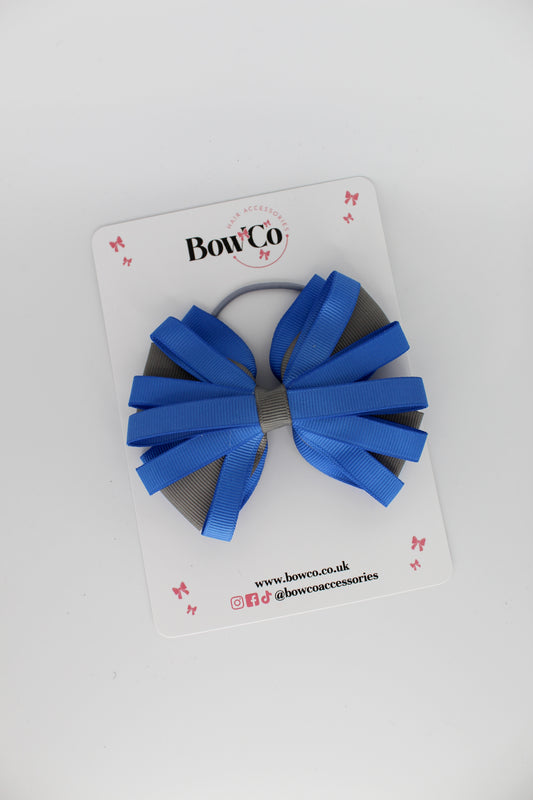 Spiral Bow - Elastic - Royal Blue and Metal grey