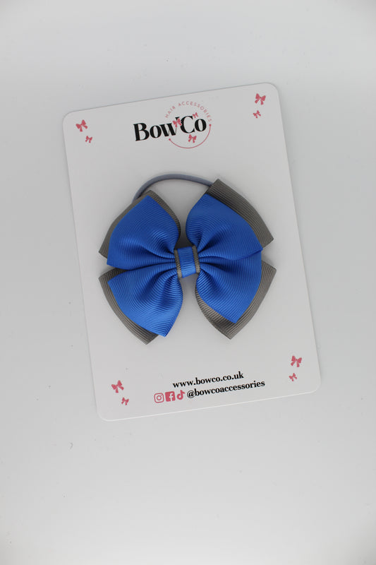 Layer Edge Bow - Elastic - Royal Blue and Metal Grey