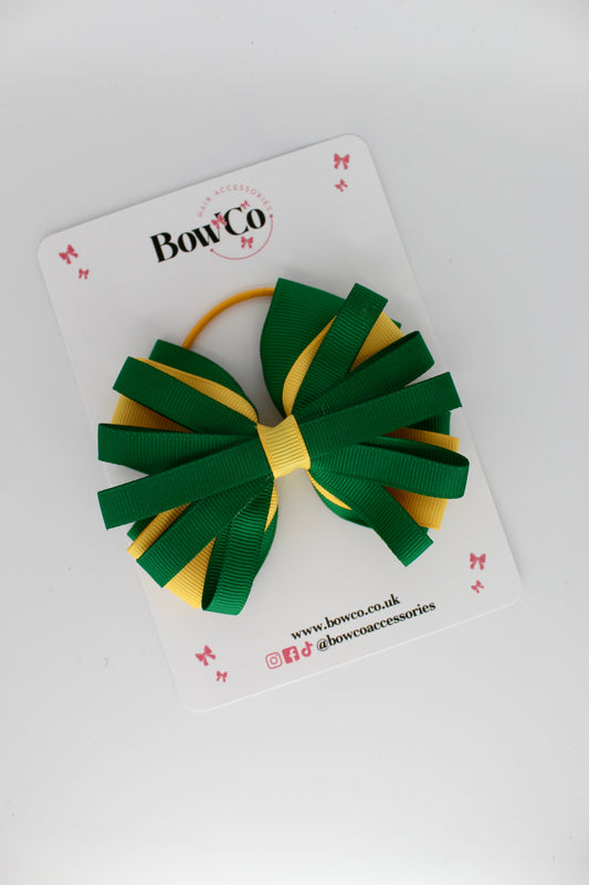 Spiral Bow - Elastic - Forest Green and Yellow Gold