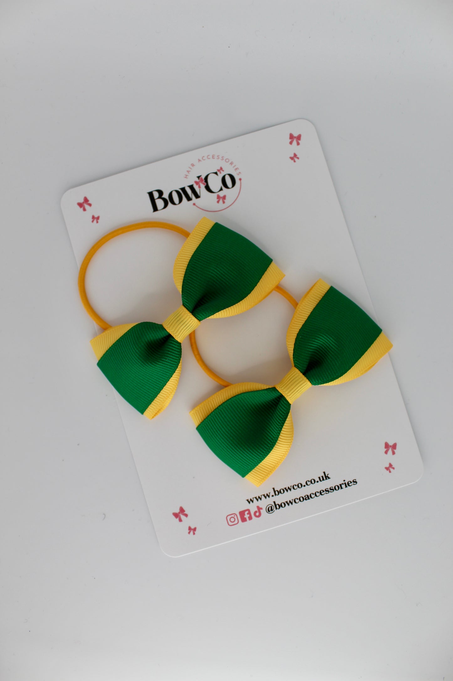 Tuxedo Bow Set - Elastic - Forest Green and Yellow Gold