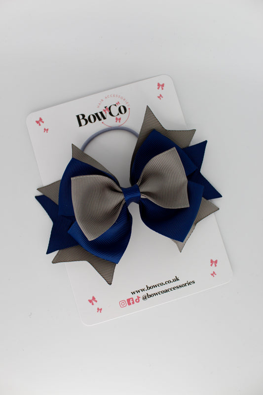 Layer Bow - Elastic - Navy and Metal Grey