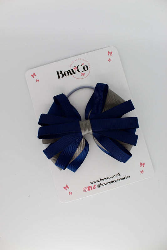 Spiral Bow - Elastic - Navy and Metal Grey