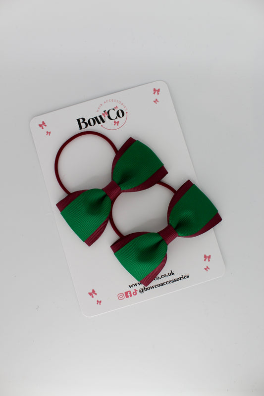 Tuxedo Bow Set - Elastic - Forest Green and Burgundy