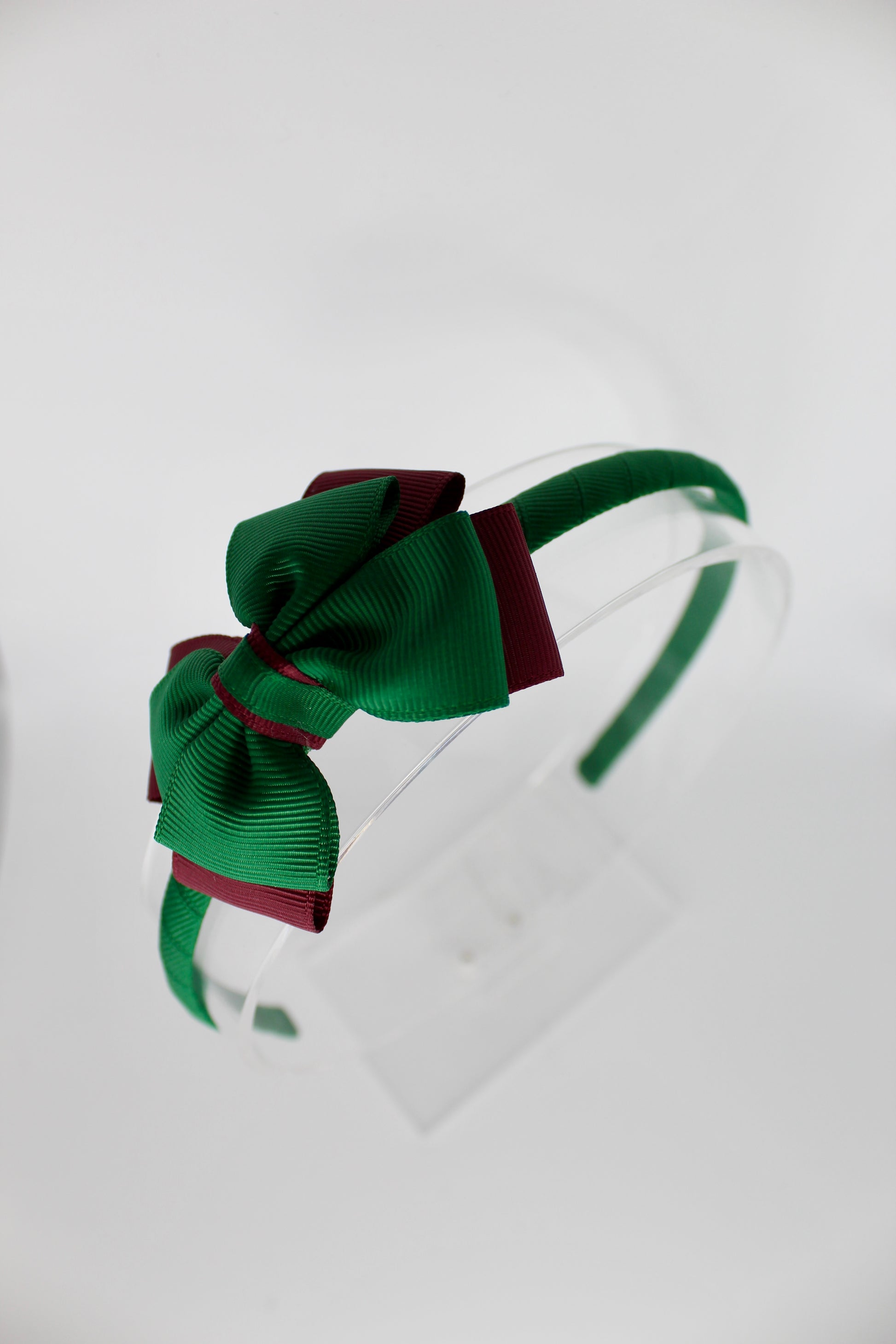 Bow Hairband - Forest Green and Burgundy