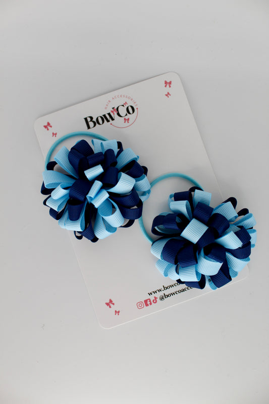 Pom Pom Set - 2 Pack - Navy and Blue Topaz