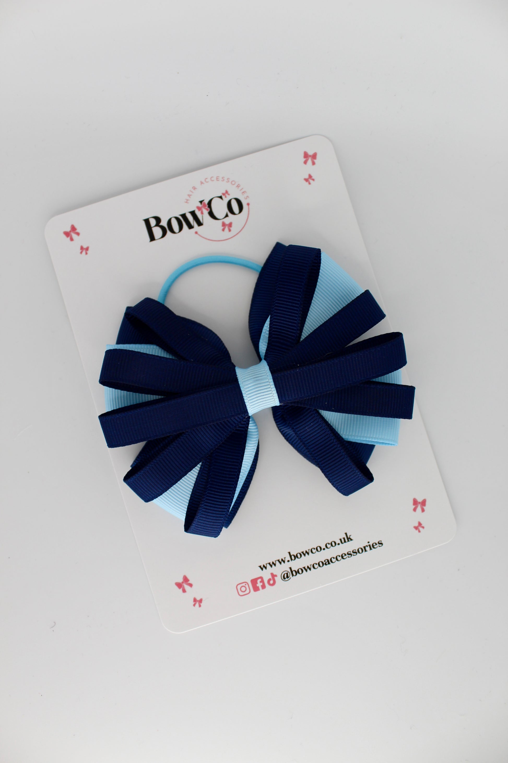 Spiral Bow - Elastic - Navy and Blue Topaz