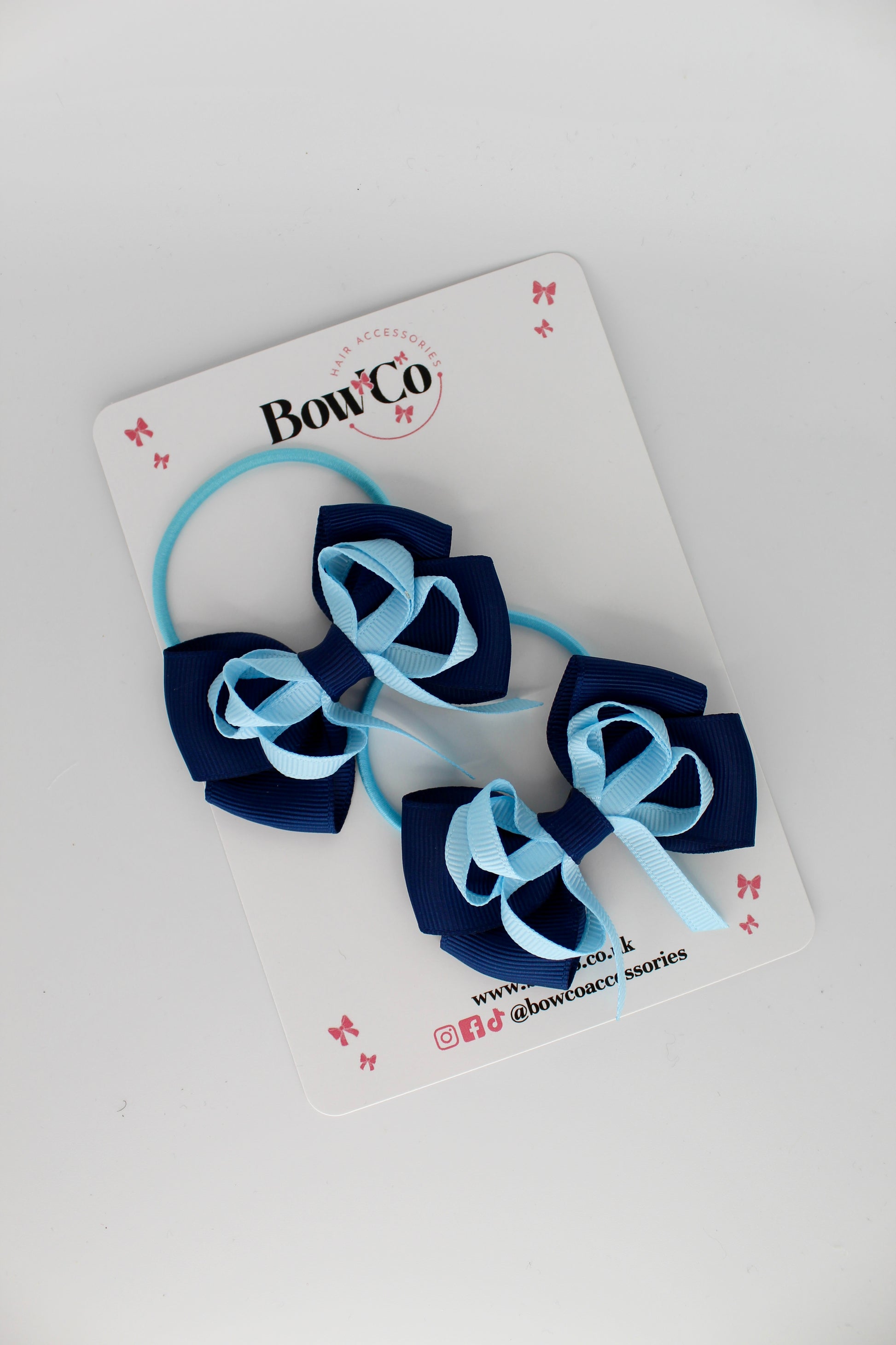 Double Bow Set - Elastic - Navy and Blue Topaz