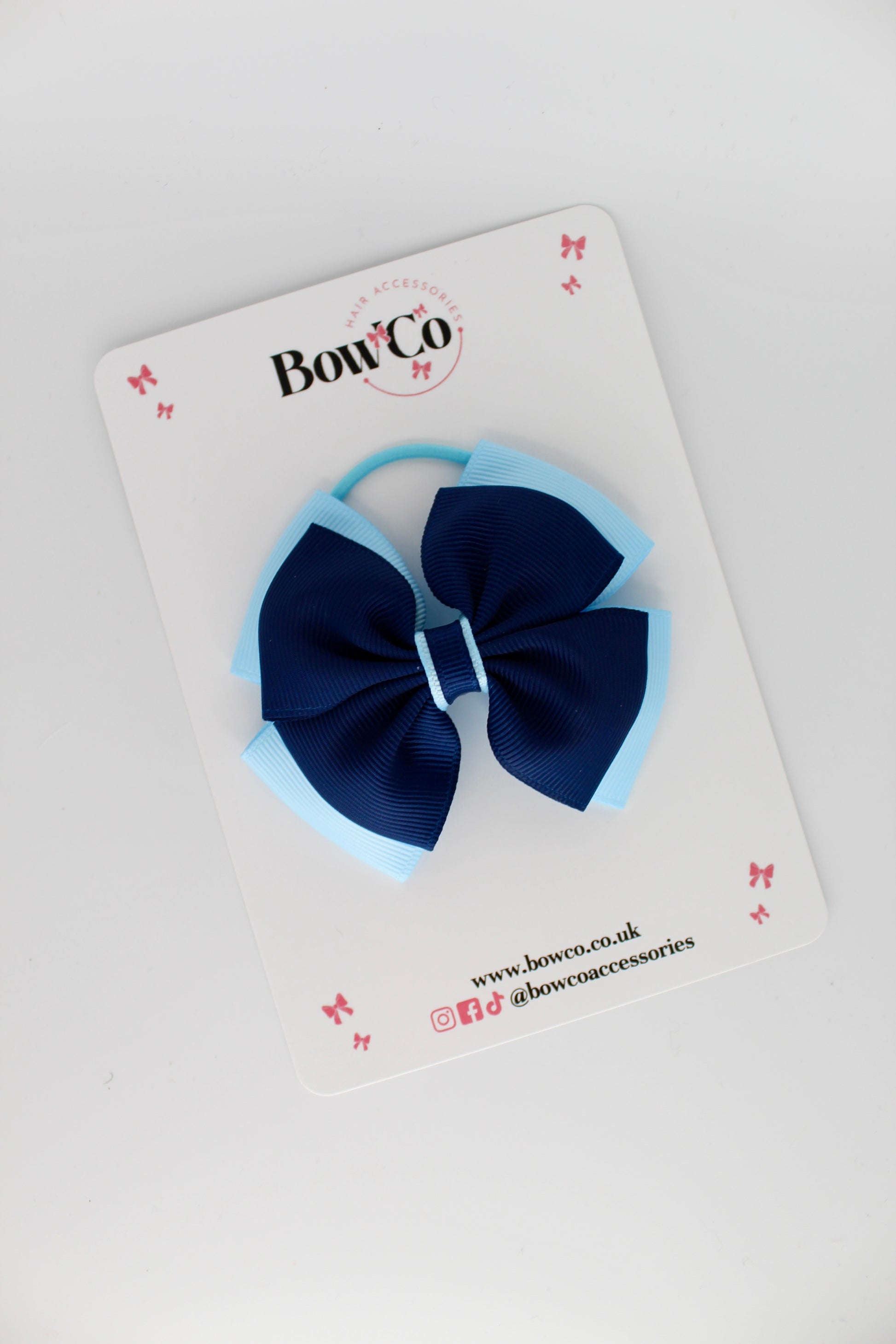 Layer Edge Bow - Elastic - Navy and Blue Topaz