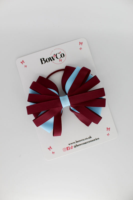 Spiral Bow - Elastic - Burgundy and Blue Topaz