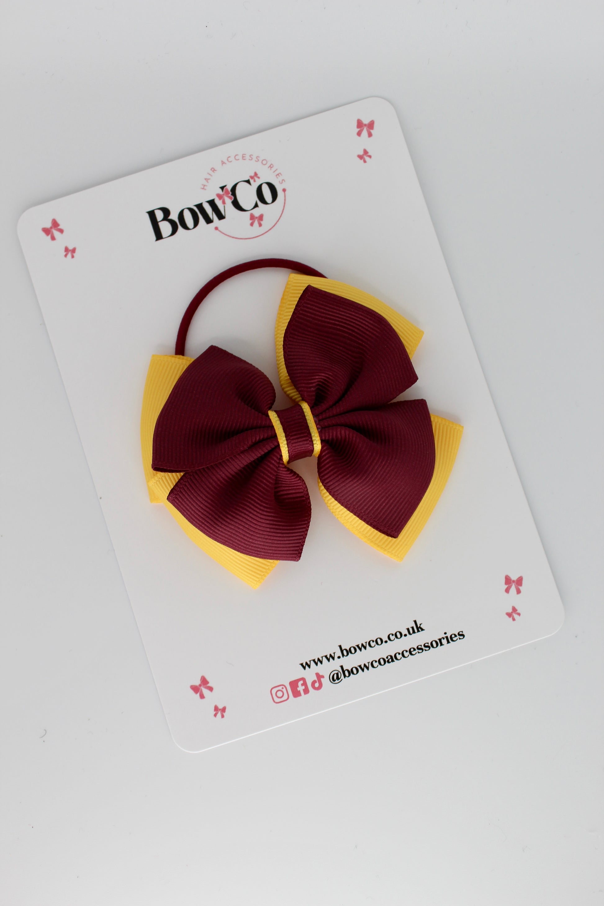 Layer Edge Bow - Clip - Burgundy and Yellow Gold