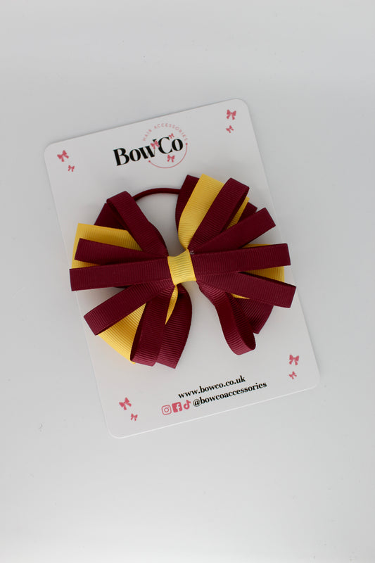 Spiral Bow - Elastic - Burgundy and Yellow Gold
